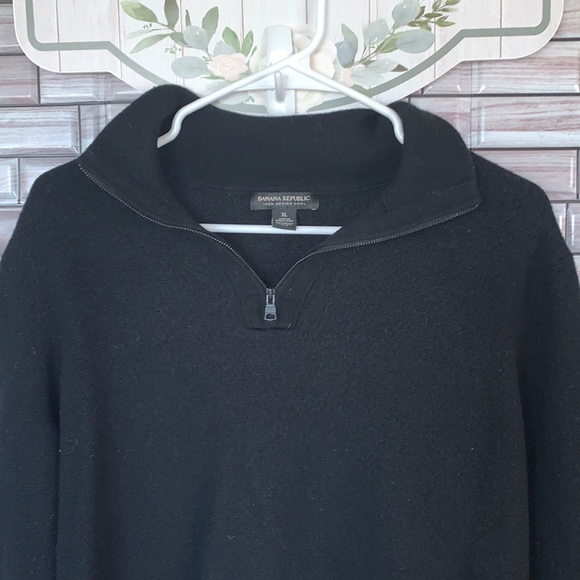 Banana Republic Half-Zip Merino Wool Black Pullover Sweater Size XL - Picture 3 of 5